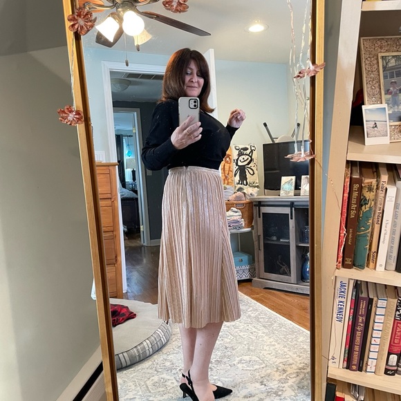 Anthropologie Maeve peach metallic accordion midiskirt S - Picture 11 of 13